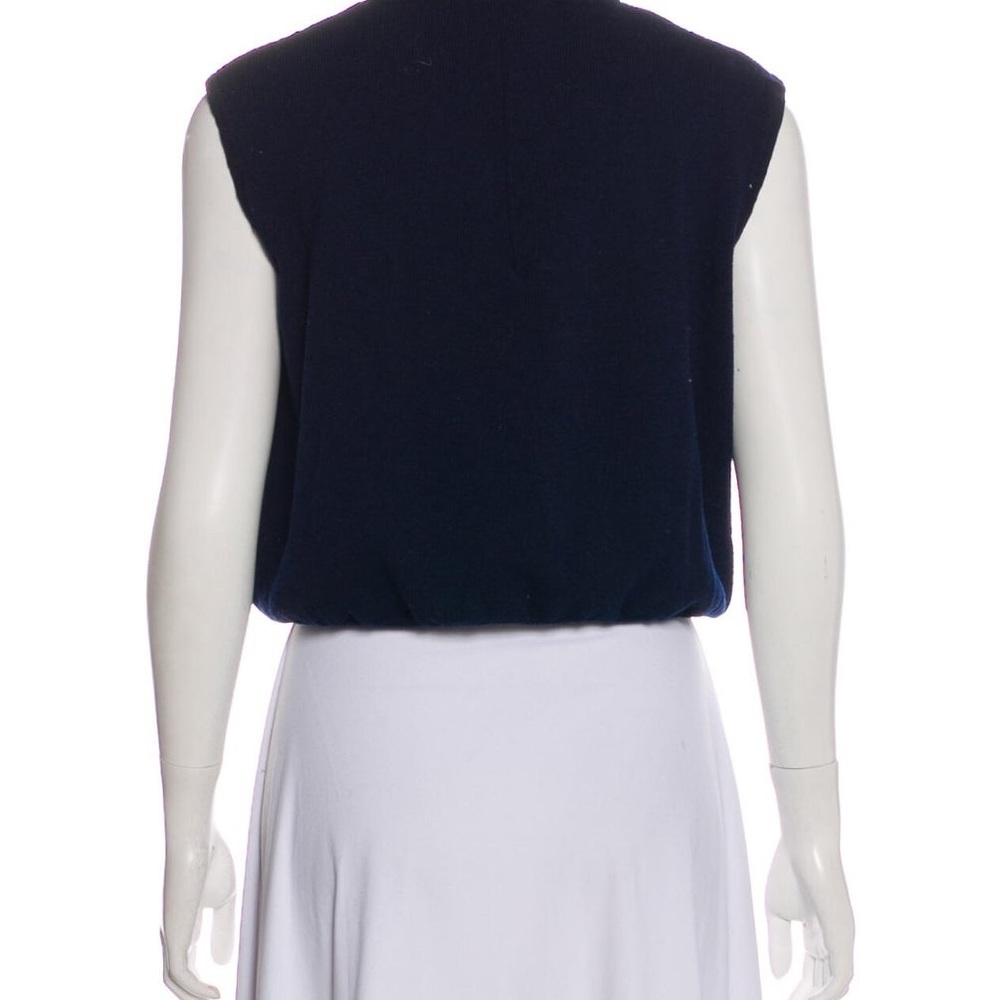St. John Navy Sleeveless Sweater Crop Top